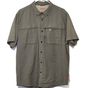 Coleman Mens XL Outdoor Company Shirt Short Sleeve Button Up Olive Green